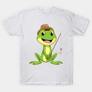 Frog at Fishing with Fishing rod T-Shirt